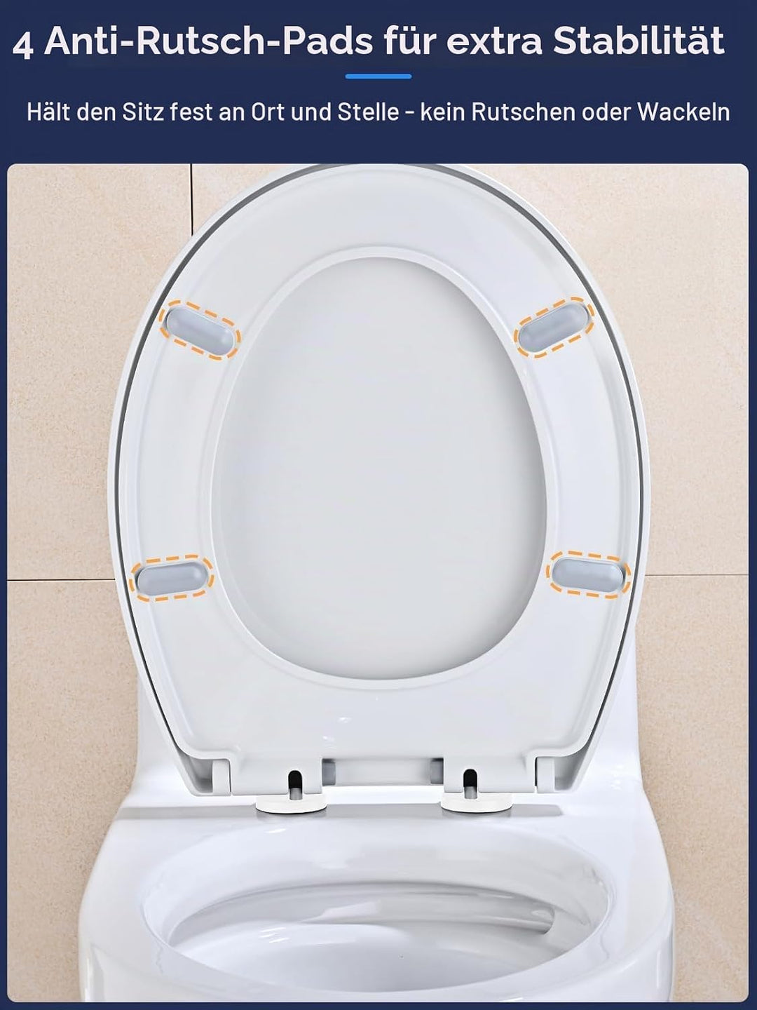 YEAUPE PRO Toilettendeckel mit Absenkautomatik O-Form– WC Sitz aus hochwertigem PP mit Schnellversch