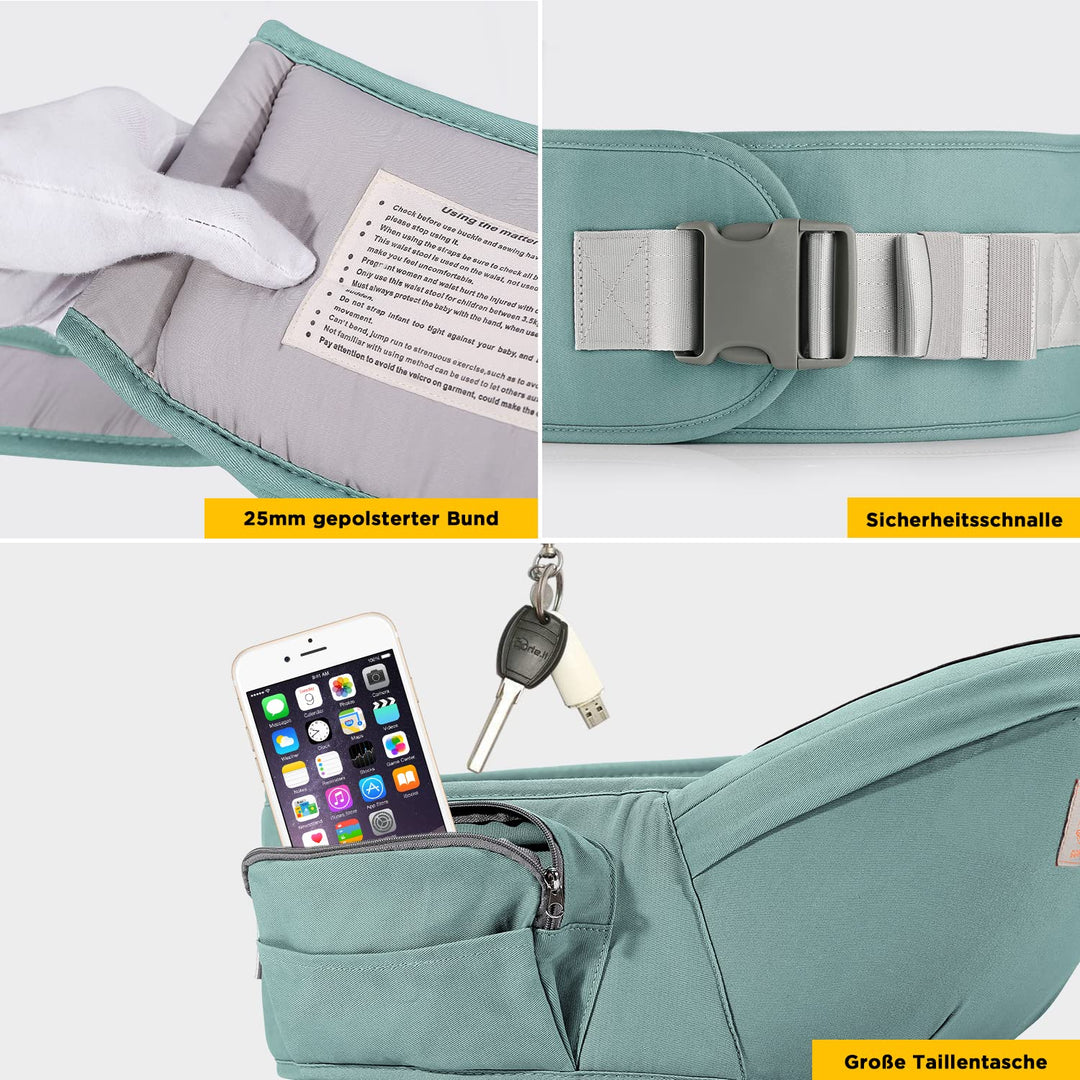 GAGAKU Baby Hüftsitz Leichte Taille Hocker 4 Tragepositionen für Kinder 0-36 Monate Neugeborenes - H