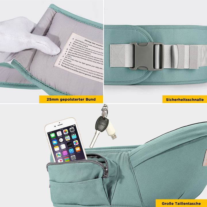 GAGAKU Baby Hüftsitz Leichte Taille Hocker 4 Tragepositionen für Kinder 0-36 Monate Neugeborenes - H