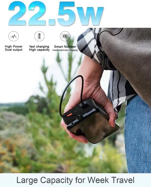 Solar Powerbank Wasserdichtes Solar Ladegerät USB C Externer Akku Solarladegeräte mit Outputs, Power