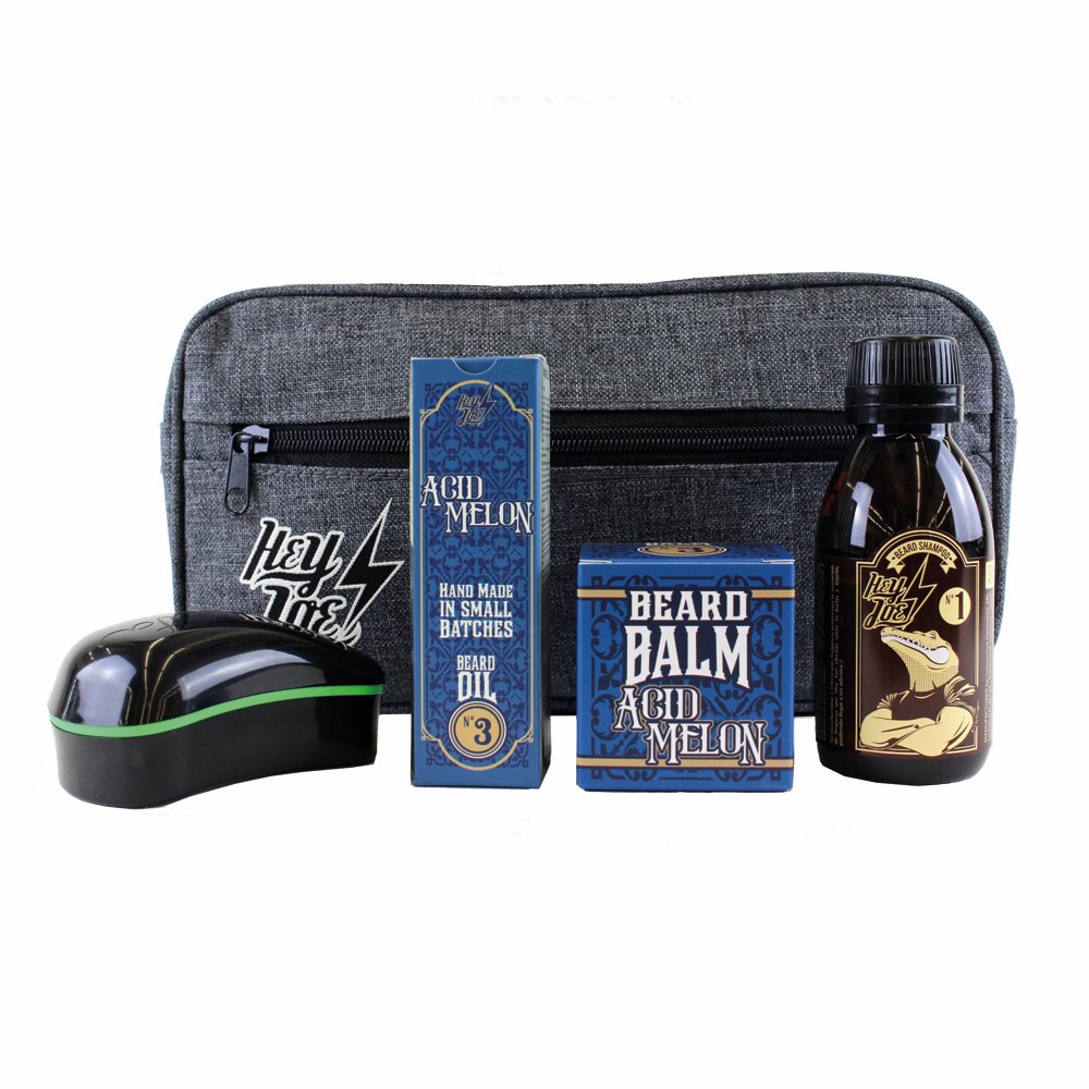 HEY JOE! Bearded Survival Kit Deluxe Nº 3 Acid Melon | Bartpflege Set für Männer Hochwertig [ Bartöl
