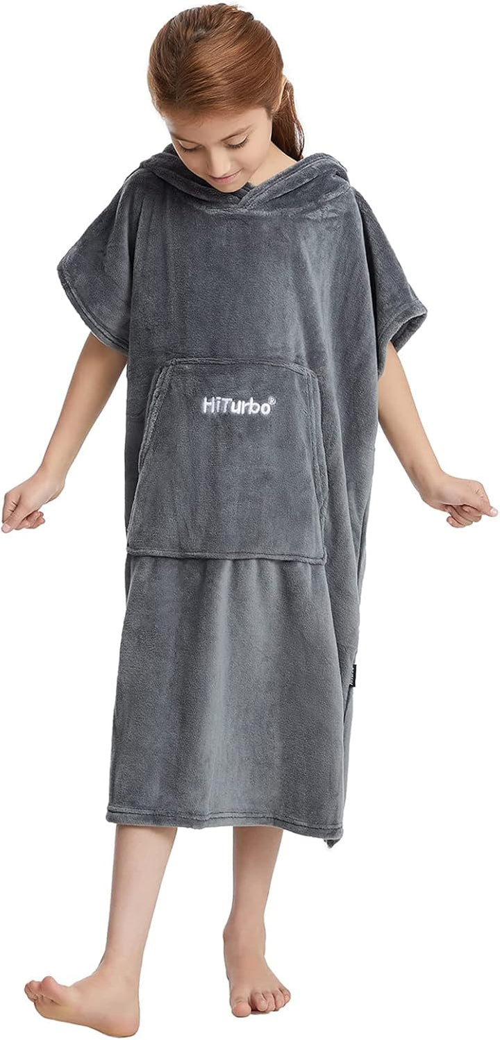 Hiturbo Kinder Wickelmantel, Handtuch Poncho Bademantel Robe mit Kapuze, für Strand, Schwimmen, Surf