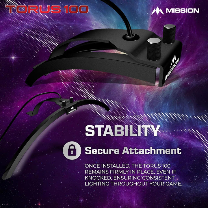 Mission Darts TOR100 Torus 100 | Dartscheibe LED klappbar tragbar Dartscheibe Reise Beleuchtungssyst