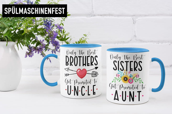Trendation - Ihr werdet Onkel und Tante 2023 Tassen Set Geschenk Schwangerschaft Verkünden Baby Über