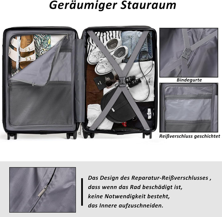 TANTOMI Handgepäck Koffer mit Laptopfach, 20 Zoll Hartschalenkoffer, Leichter ABS-Rollkoffer, Reisek