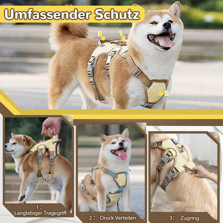 Mehrzweck-Hundegeschirr mit Leine Set, Ausbruchsicheres Anti Zug Hundegeschirr, Anti Zug Geschirr Hu