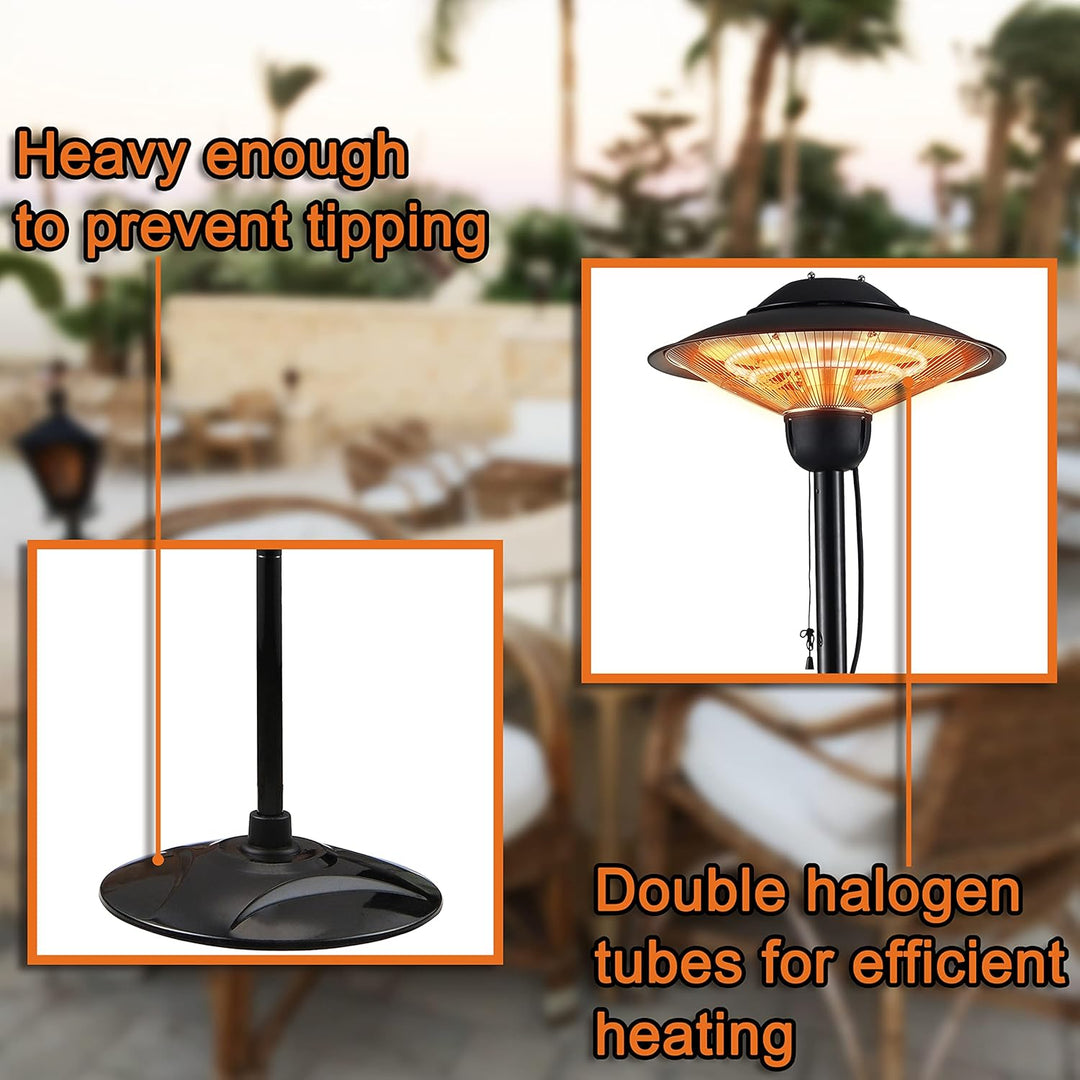 DONYER POWER Elektrischer Terrassenstrahler Garten Heizung 2000 W, wasserdicht, freistehend für Auss