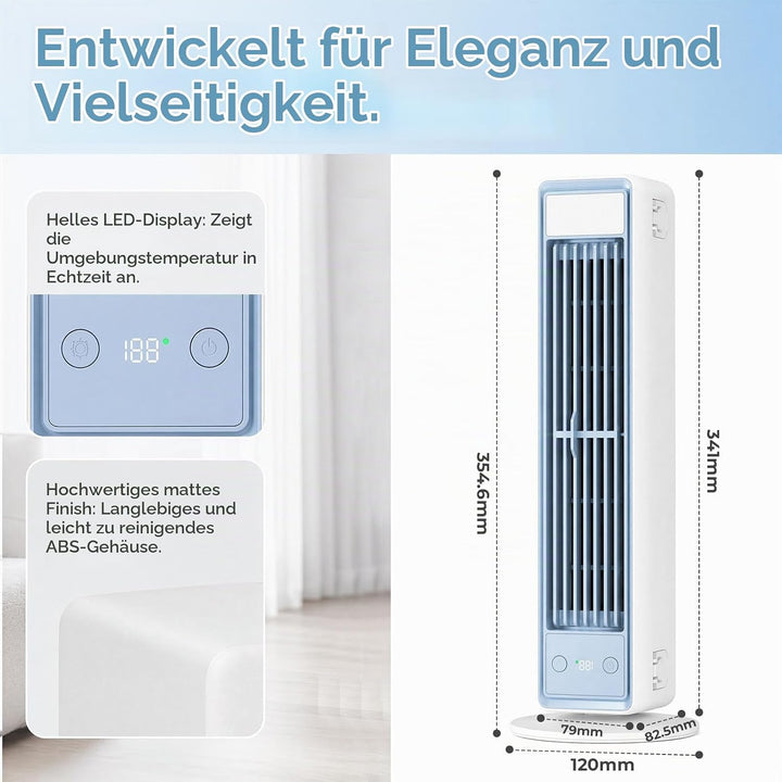 Mobiler Luftkühler für Schreibtisch &amp; Büro, Tragbare Klimaanlage Kompakt, Leiser Tischventilator ohn