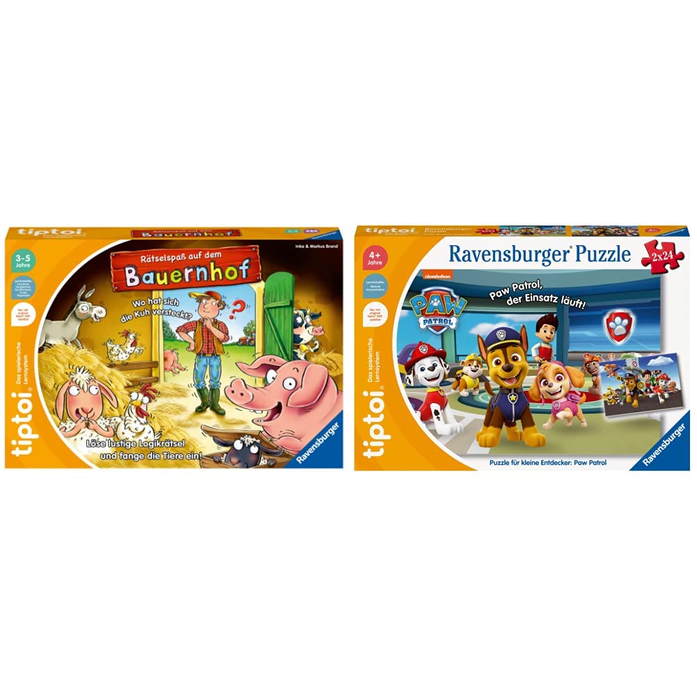 Ravensburger tiptoi Spiel 00125 Rätselspass auf dem Bauernhof - Lernspiel ab 3 Jahren & tiptoi Puzzl
