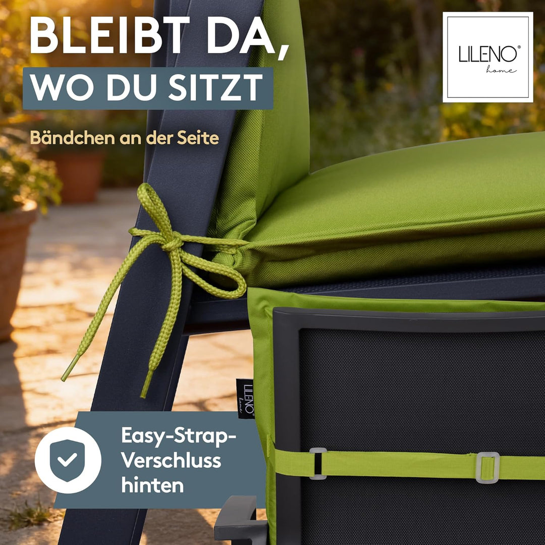 LILENO HOME Gartenstuhl Auflagen [1er Set - Niedriglehner] in Apfelgrün - Bequeme Liegen als Sitzauf