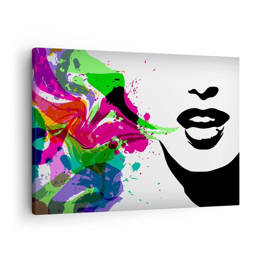 Bilder auf Leinwand Frau Gesicht Lippen Make-up Leinwandbild 70x50cm Wandbilder Dekoration Wohnzimme