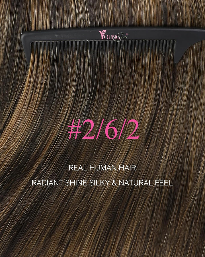 YoungSee Echthaar Extensions Tape Braun 60 cm Tape Extensions Echthaar Braun Ombre Echthaar Tape in