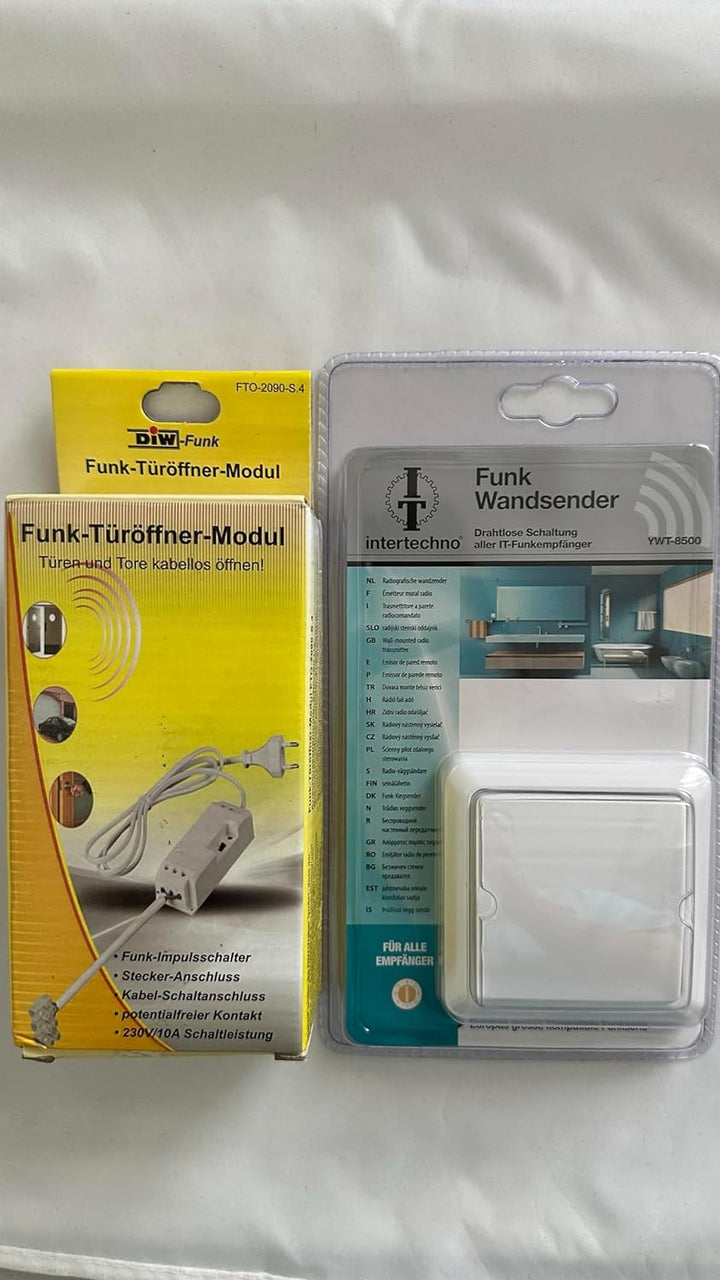 Funk-Türöffnermodul für elektrische Türöffner im Set mit Funk-Wandsender YWT-8500 von Intertechno