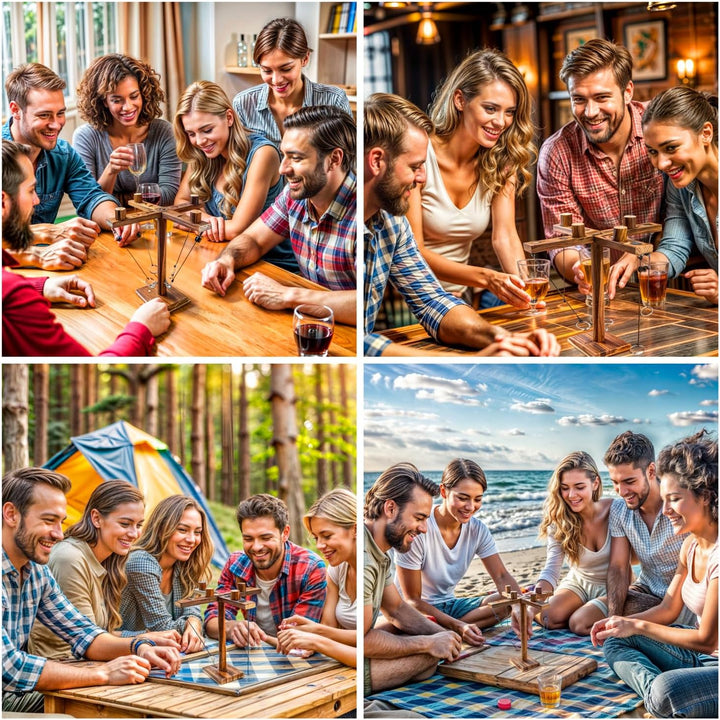 Ringwurf-Spiel Deluxe aus Holz - Das Action Ring-Haken Partyspiel; Ring Toss Hook Battle-Game in der