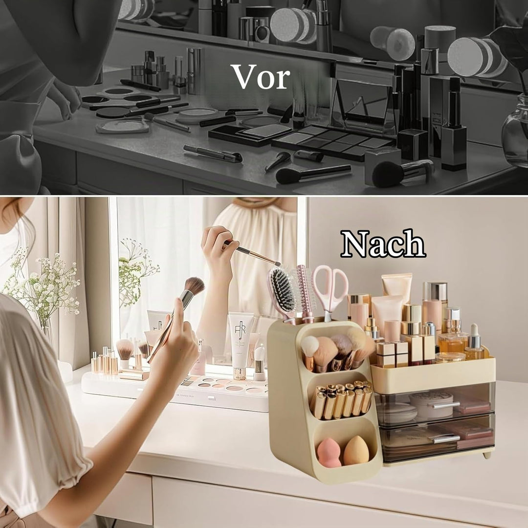 Schminktisch Organizer Mit 2 Schubladen, Kosmetik Organizer, Multifunktion Make Up Organizer, Schmin