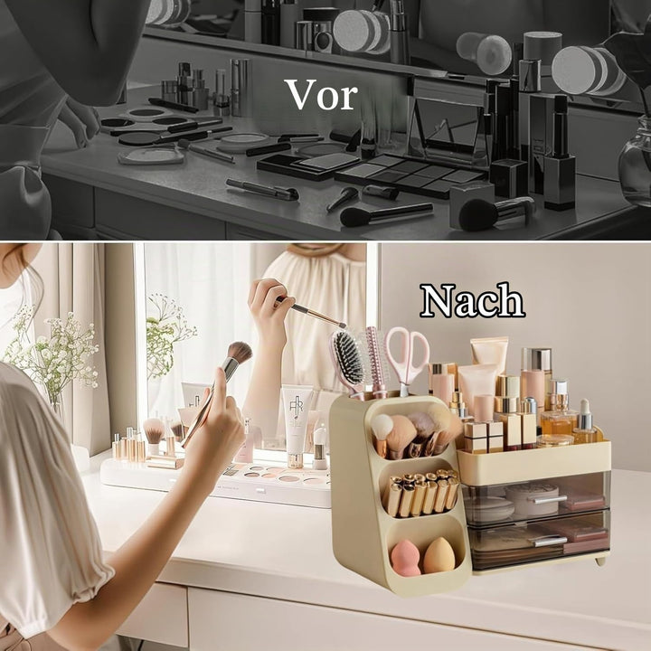 Schminktisch Organizer Mit 2 Schubladen, Kosmetik Organizer, Multifunktion Make Up Organizer, Schmin