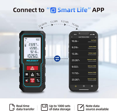 70M Laser Entfernungsmesser mit Telefon-App, MiLESEEY Lasermessgerät mit Elektronischer Neigungssens