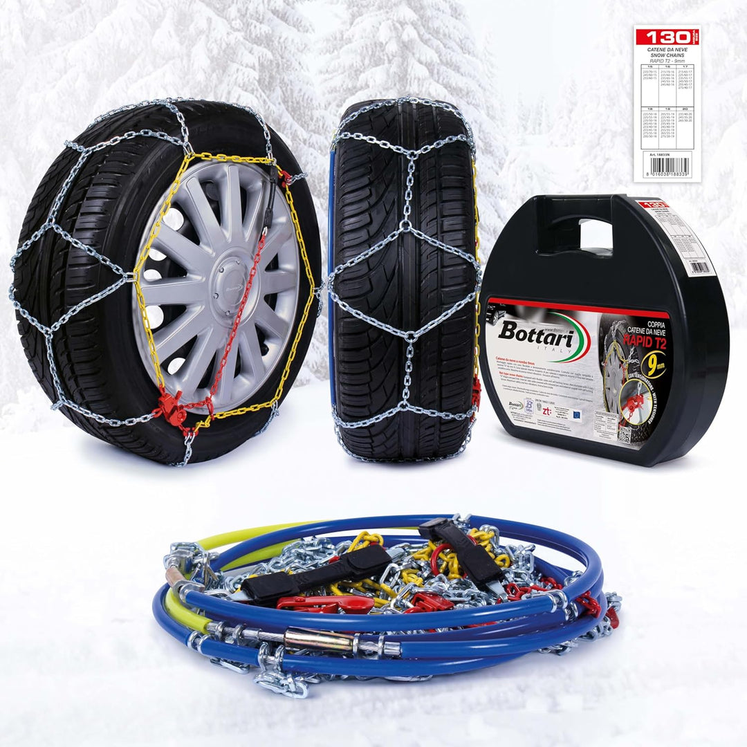 Bottari [Goodyear] 18833 Schneeketten „Rapid T2“, 9 mm, Grösse 130, ABS- und ESP-kompatibel T2 - 130