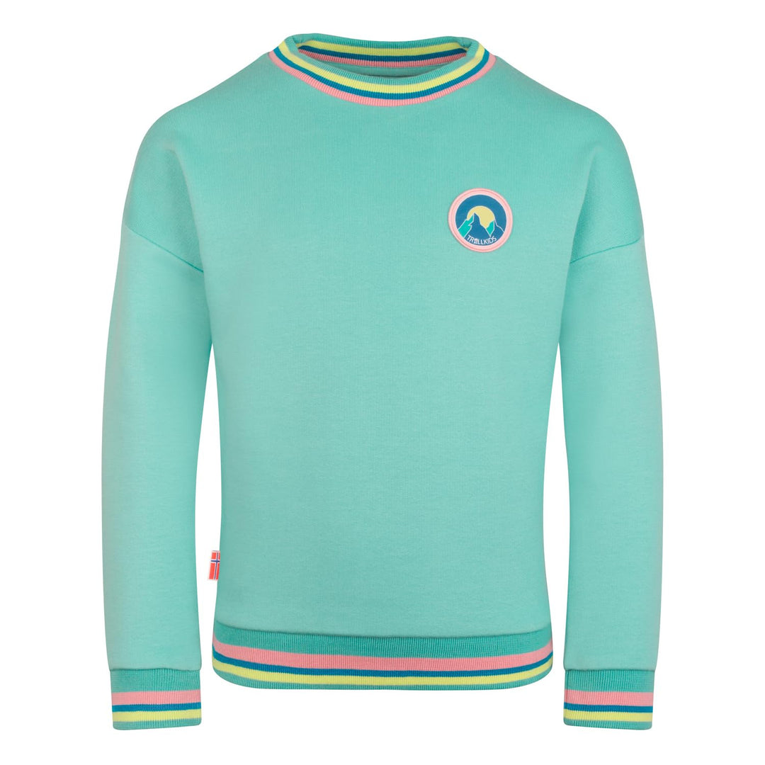 Trollkids Girls Senja Sweatshirt 98 Aqua Haze, 98 Aqua Haze