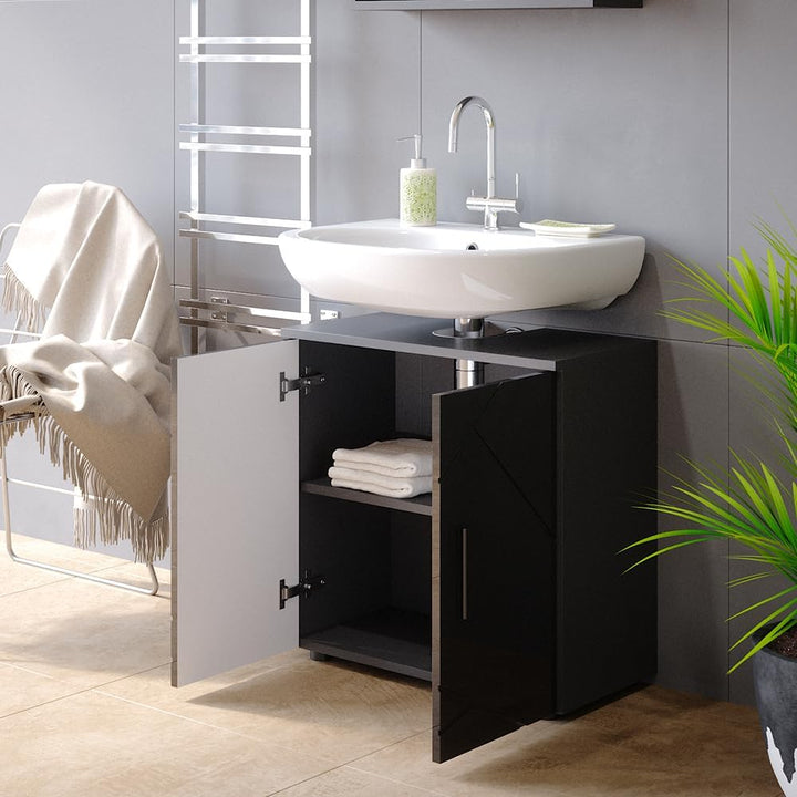 Vicco Waschbeckenunterschrank Anthrazit Hochglanz Irma 60x59x30 cm - Unterschrank für das Badezimmer