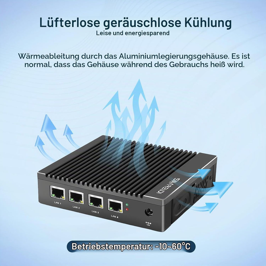 Sharevdi Firewall Mini PC, Micro Firewall Appliance, 4X Intel 2.5 GbE I225-V LAN Ports, Intel Celero