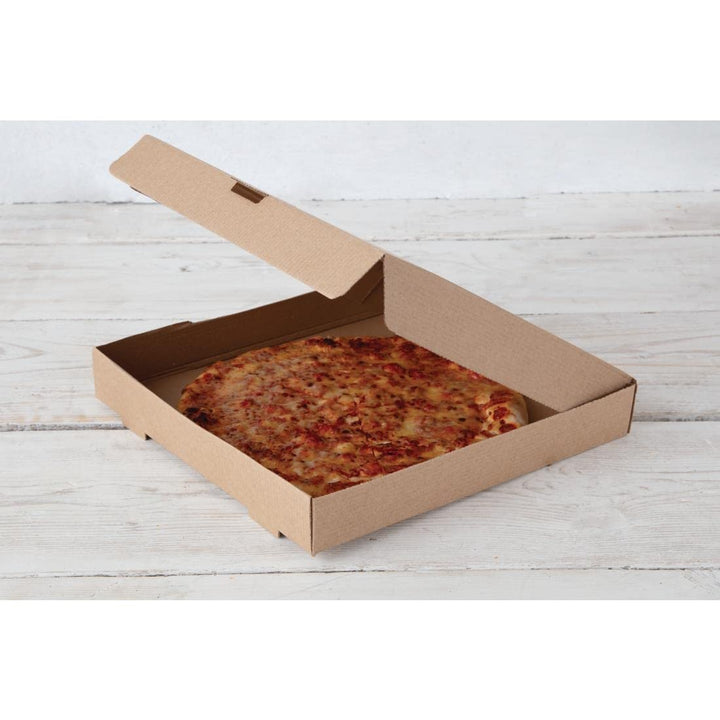 Fiesta kompostierbare Pizzakartons 12 Zoll (Packung mit 100 Stück), Farbe Kraft, gewellte Konstrukti