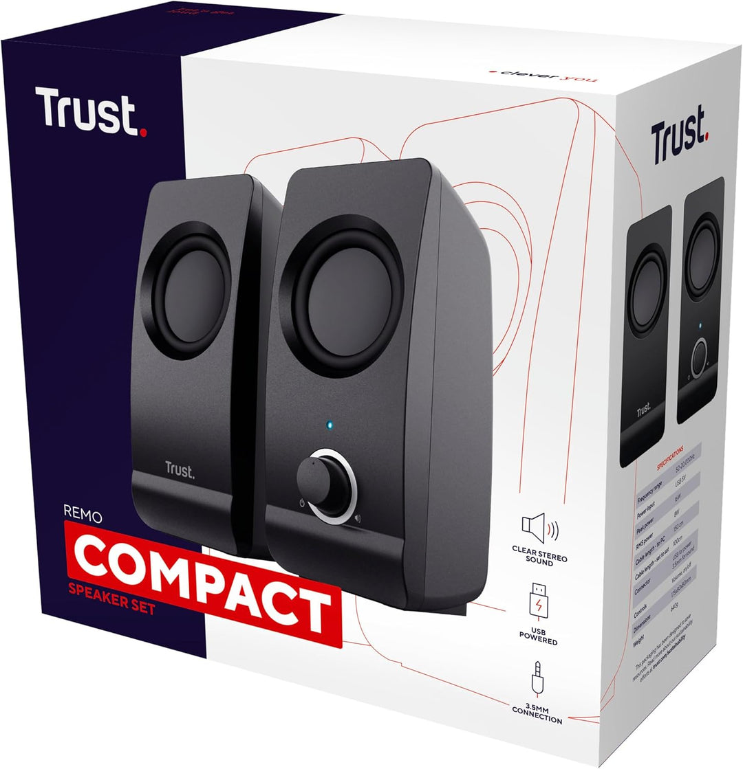 Trust Remo 2.0 PC Lautsprecher Boxen 16 W (8 W RMS), 3,5 mm Audioanschluss, Stromversorgung über USB
