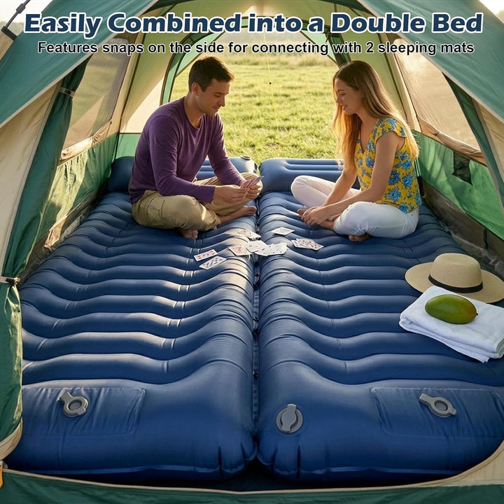 Isomatte Camping Outdoor, 14cm Verdickte Luftmatratze Isomatte mit Kissen & Fusspumpe, Faltbare Camp