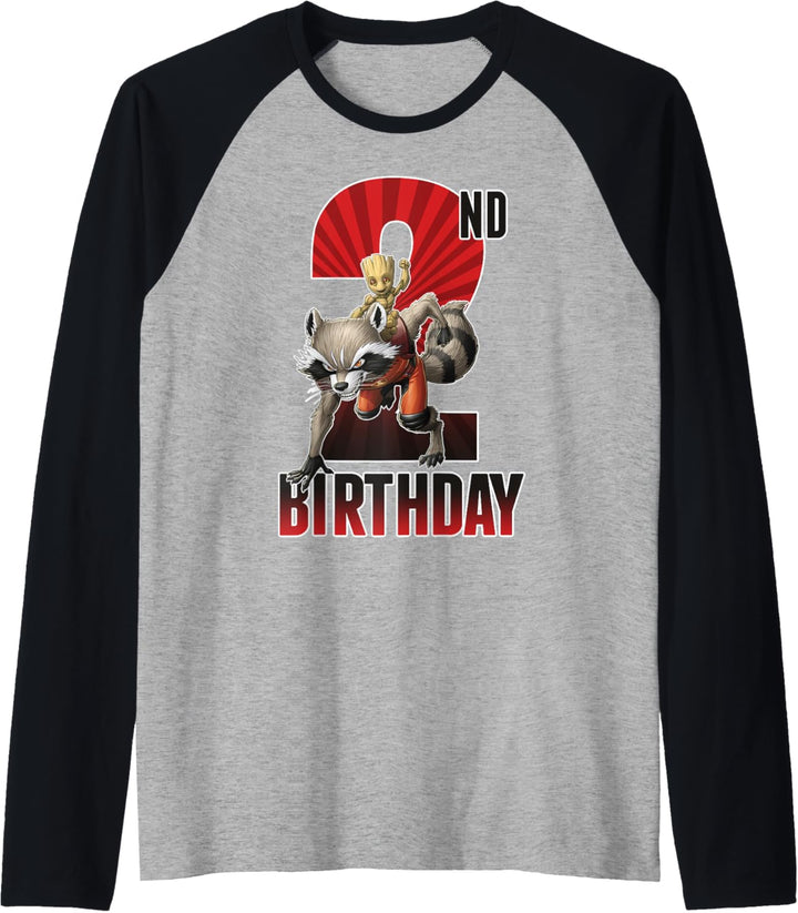 Marvel Guardians Of The Galaxy Rocket & Groot 2nd Birthday Raglan