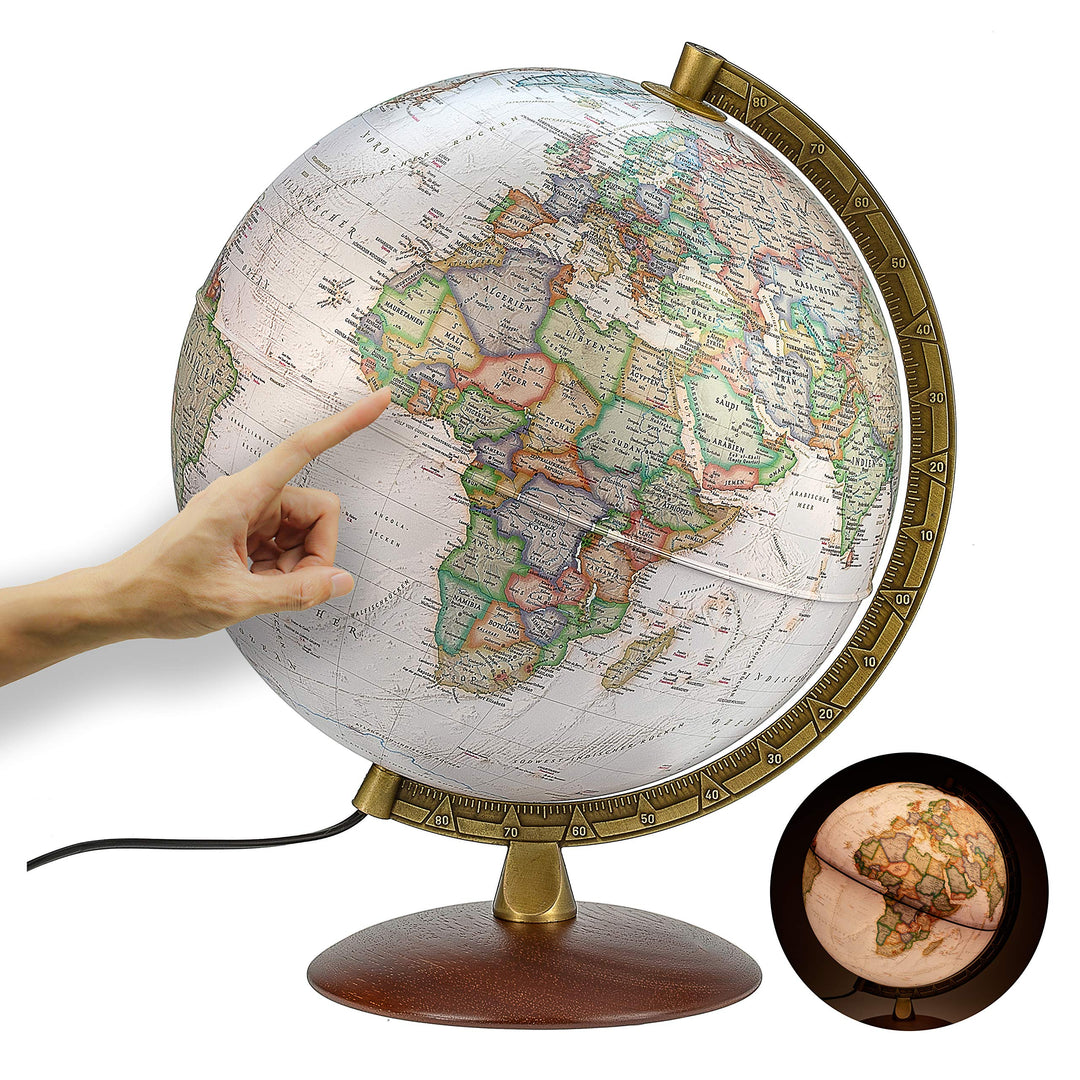 National Geographic - Leuchtglobus im exekutiven Stil - 30cm Globus mit stabilem Standfuss und Metal