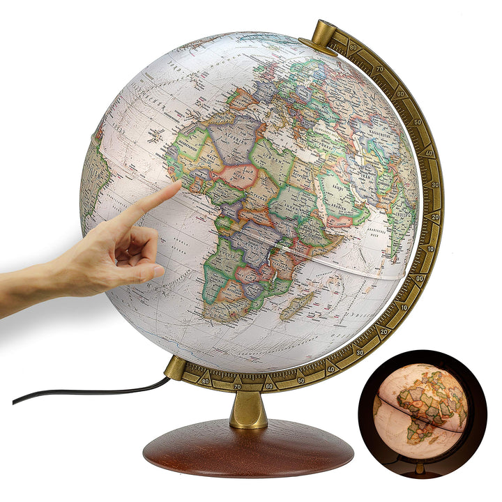 National Geographic - Leuchtglobus im exekutiven Stil - 30cm Globus mit stabilem Standfuss und Metal