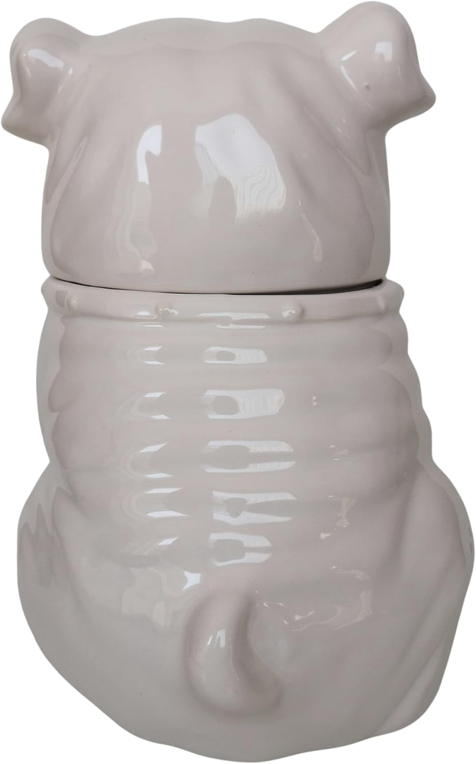 Deko Figur Keksdose Hund Englische Bulldogge weiss Keramik Old English Bulldog