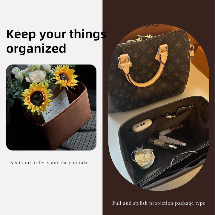 DGAZ Handtaschen Organizer Einsatz, Seide Handtaschenorganisator für LV Speedy Nano/20/25/30/35/40/4