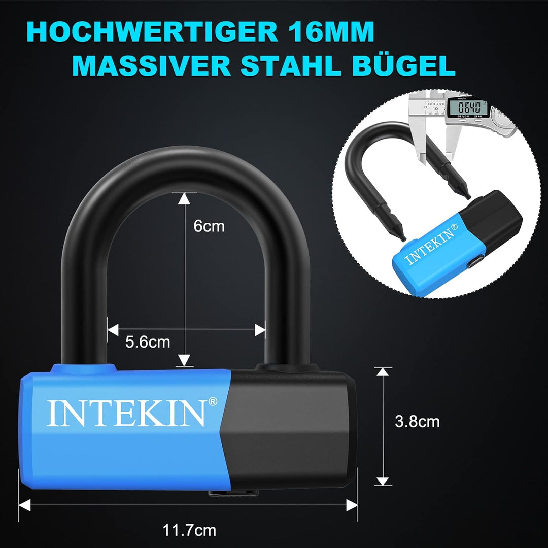 INTEKIN Motorradschloss 100cm lang, Hohe Sicherheit Motorrad/Fahrrad Kettenschloss 10mm dick, Fahrra