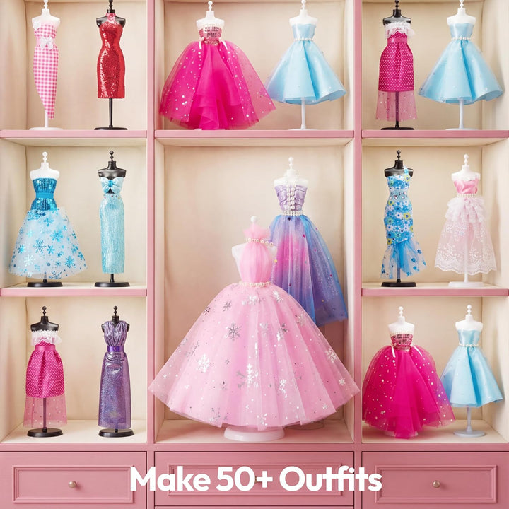 Klever Kits 400+ Stücke Modedesign Mädchen,Fashion Design Basteln Mädchen Nähset Set mit 3 Mannequin