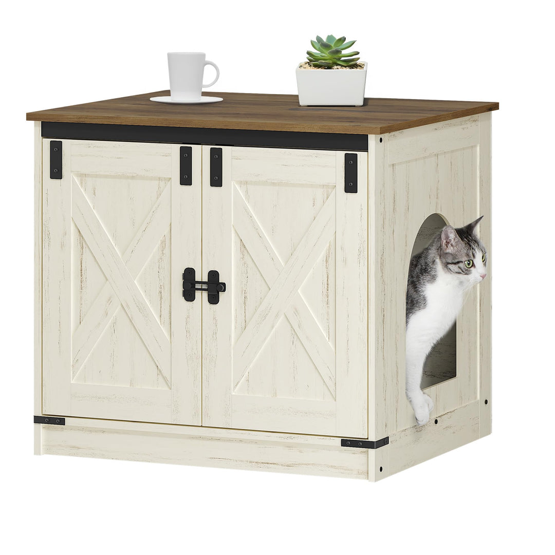 Hzuaneri Katzenklo Schrank, Katzenschrank, Katzentoilette mit Herausnehmbarer Trennwand, Katzenhaus,