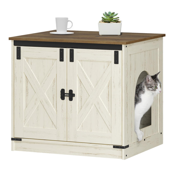 Hzuaneri Katzenklo Schrank, Katzenschrank, Katzentoilette mit Herausnehmbarer Trennwand, Katzenhaus,
