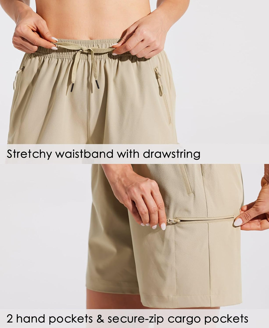 WILLIT Damen Wanderhose Sommer Cargohose schnelltrocknend Wandern Kurz leichte Sport Shorts mit Tasc