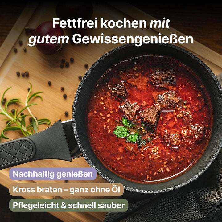 FIVI SOPHIA Kasserolle 18 cm | Induktion geeignet | 100% recyceltes Aluminium | Glasdeckel mit Silik