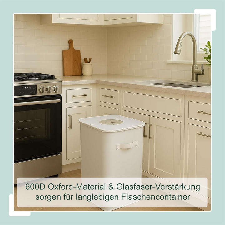 Relaxdays Pfandflaschen Sammelbehälter, 100 L, 2 Tragetaschen, abwischbar, Recycling, Flaschensammle