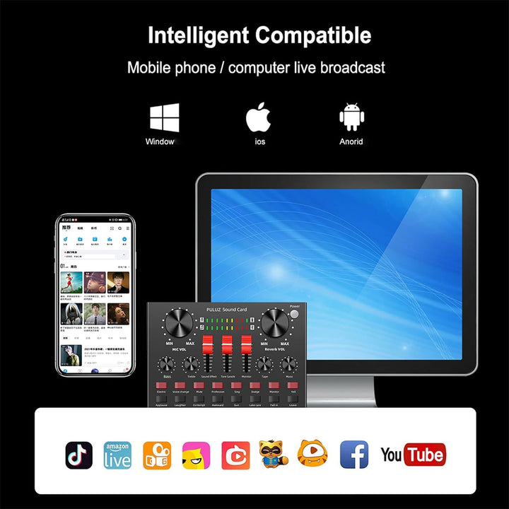 Externe Audiokarte BLUETOOTH MIXER EFFEKTE AUDIO SOUND CARD CHANGER KARAOKE SMARTPHONE PC