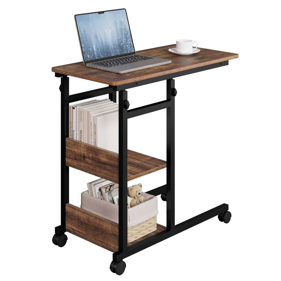 WOLTU Beistelltisch Couchtisch Sofatisch Wohnzimmertisch Laptoptisch Betttisch, C-förmig höhenverste