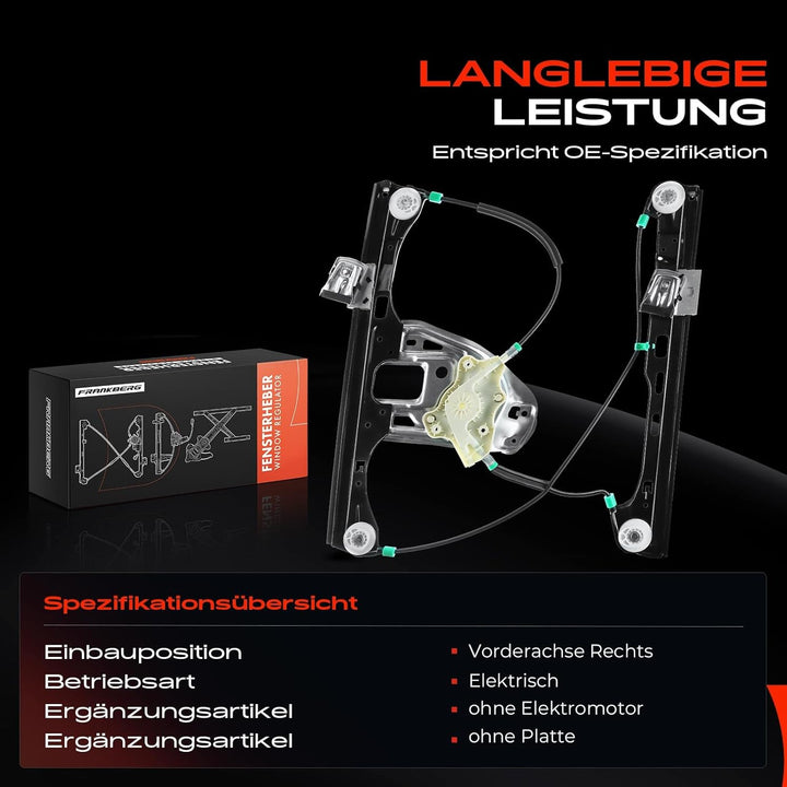 Frankberg 1x Fensterheber Ohne Motor Vorne Rechts Kompatibel mit C-Klasse W203 S203 180 200 220 230