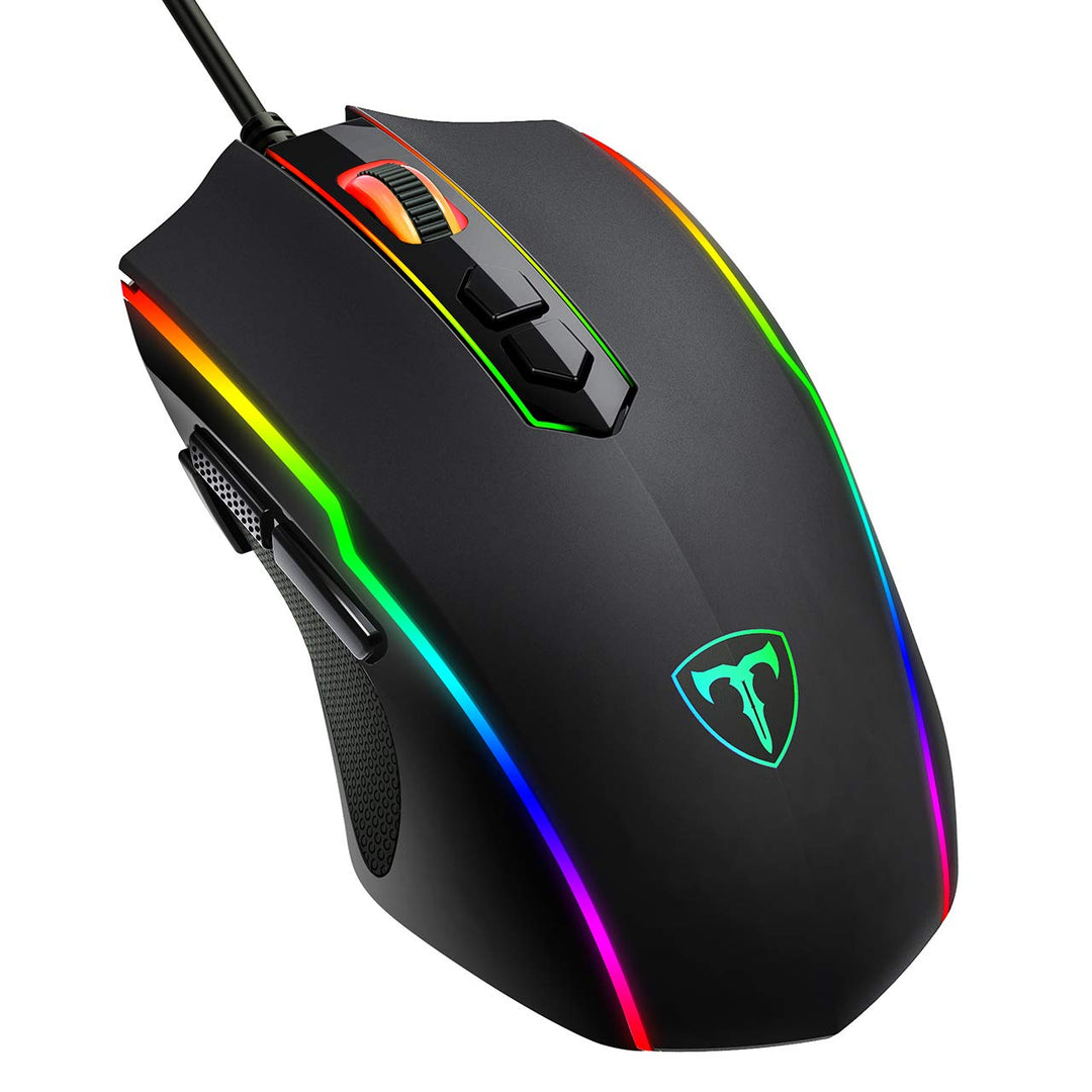VIVIJO Gaming-Maus, kabelgebunden, hohe Leistung, Gaming-Maus mit 7200 dpi, verstellbar, RGB, 8 prog