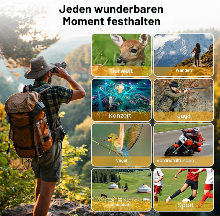 flintronic 20x50 Kompakt Fernglas, HD Fernglas Kinder Erwachsene BAK4 HD Prisma + FMC Objektiv mit T
