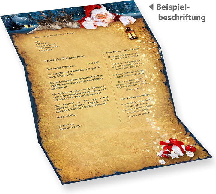 TATMOTIVE Briefpapier Weihnachten Vintage NORDPOL EXPRESS 100 Sets DIN A4 90g, 100 Blatt mit Umschlä