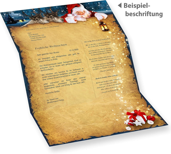 Nordpol Express 25 Sets Weihnachtsbriefpapier mit Fensterumschlag Briefpapier Weihnachten mit Umschl