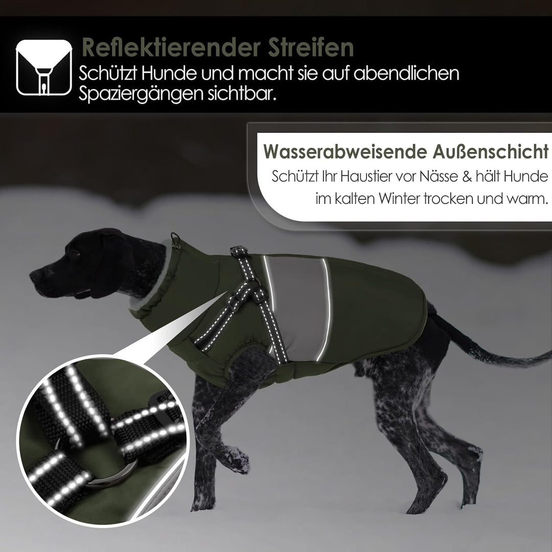 AOFITEE Hundemantel für Kleine Hunde, Wasserdicht Warme Hundejacke mit Geschirr, Winddicht Hunde Win