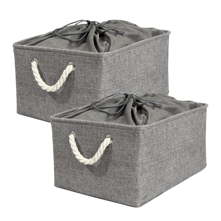 RMAN 2er Set Aufbewahrungsbox Stoff Aufbewahrungskorb mit Deckel Gross Faltbare Organizer mit Griffe