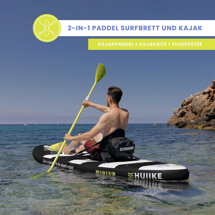HUIIKE Stand Up Paddling Board mit Zubehör, Paddel, Finnen, Pumpe. Paddle Sup Board Aufblasbar Hohe
